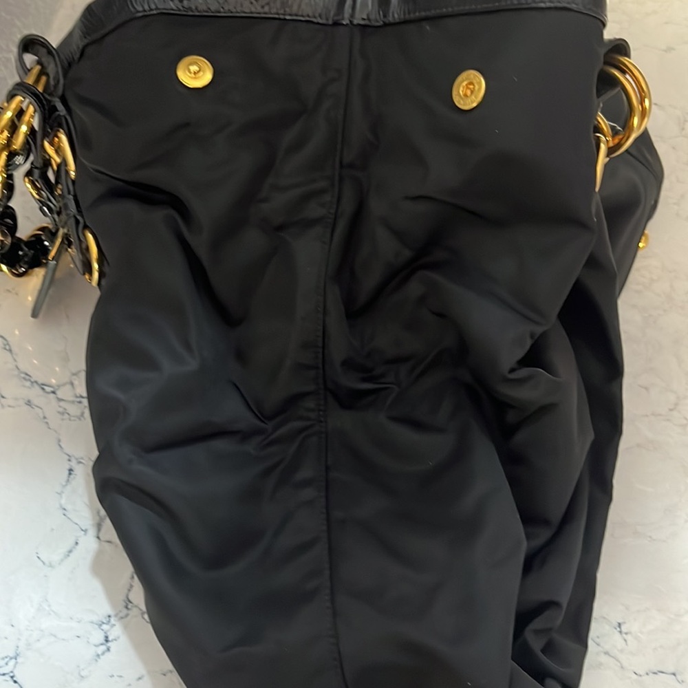 Prada nylon/ patent leather large bag with gold/patent chain handle - Picture 6 of 16